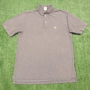 Brooks Brothers Polo Shirt Men's Size M Gray Short Sleeve Collar Preppy Logo